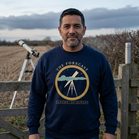 The Forecast Cloudy As Always funny astronomy crewneck sweatshirt — lifestyle