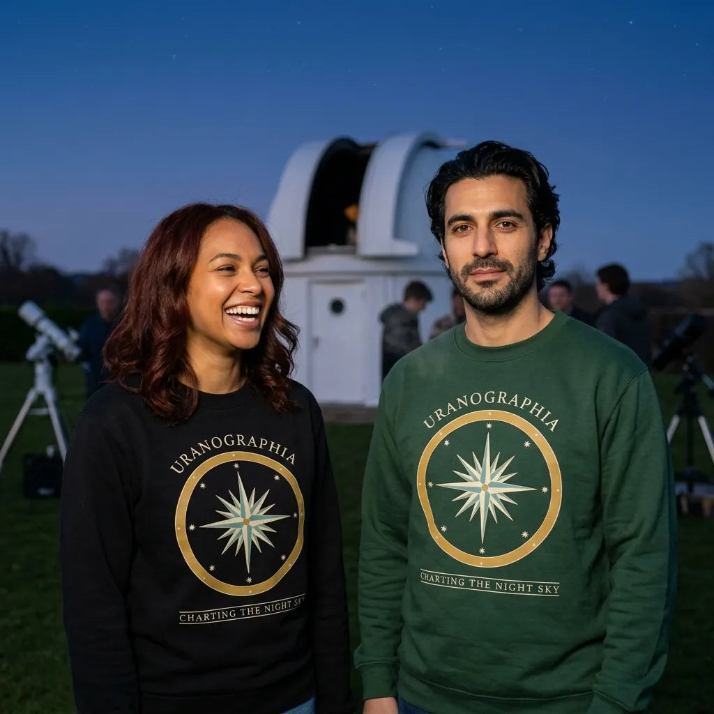 Uranographia vintage celestial chart astronomy crewneck sweatshirt — lifestyle