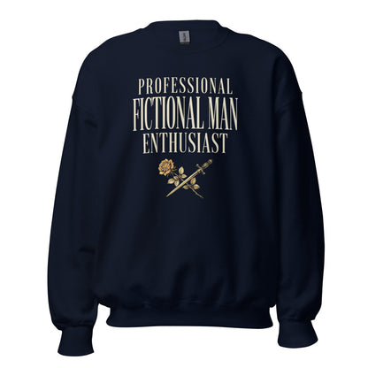 Professional Fictional Man Enthusiast book lover dark academia crewneck sweatshirt — Navy, front