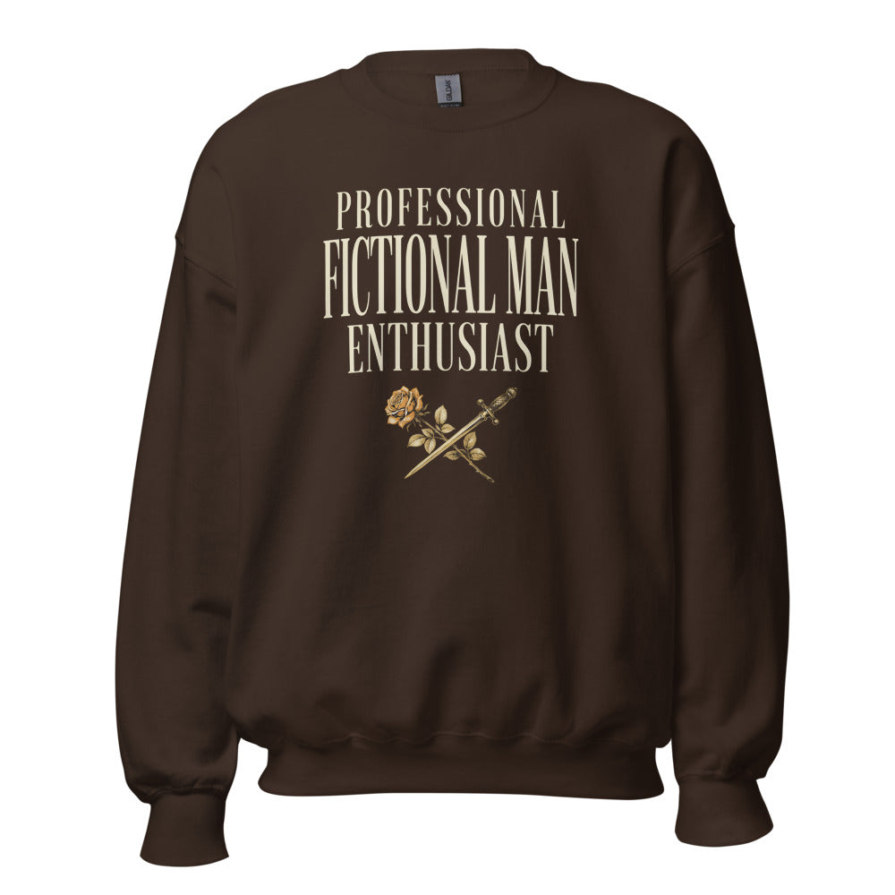 Professional Fictional Man Enthusiast book lover dark academia crewneck sweatshirt — Dark Chocolate, front