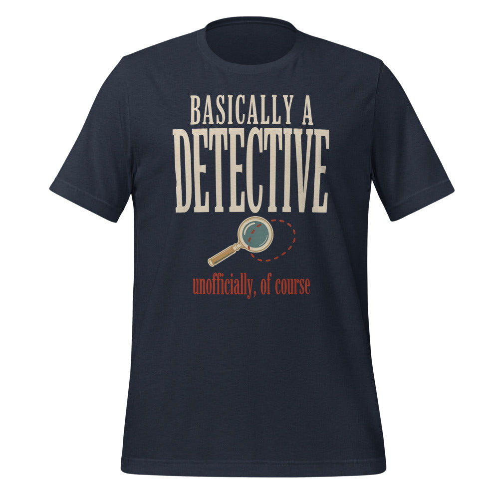 Basically a Detective vintage true crime tee — Heather Navy, front