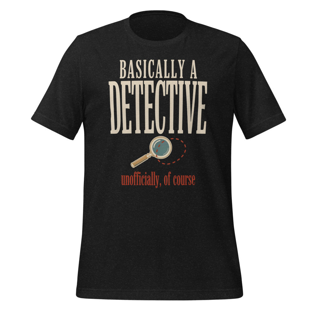Basically a Detective vintage true crime tee — Black Heather, front