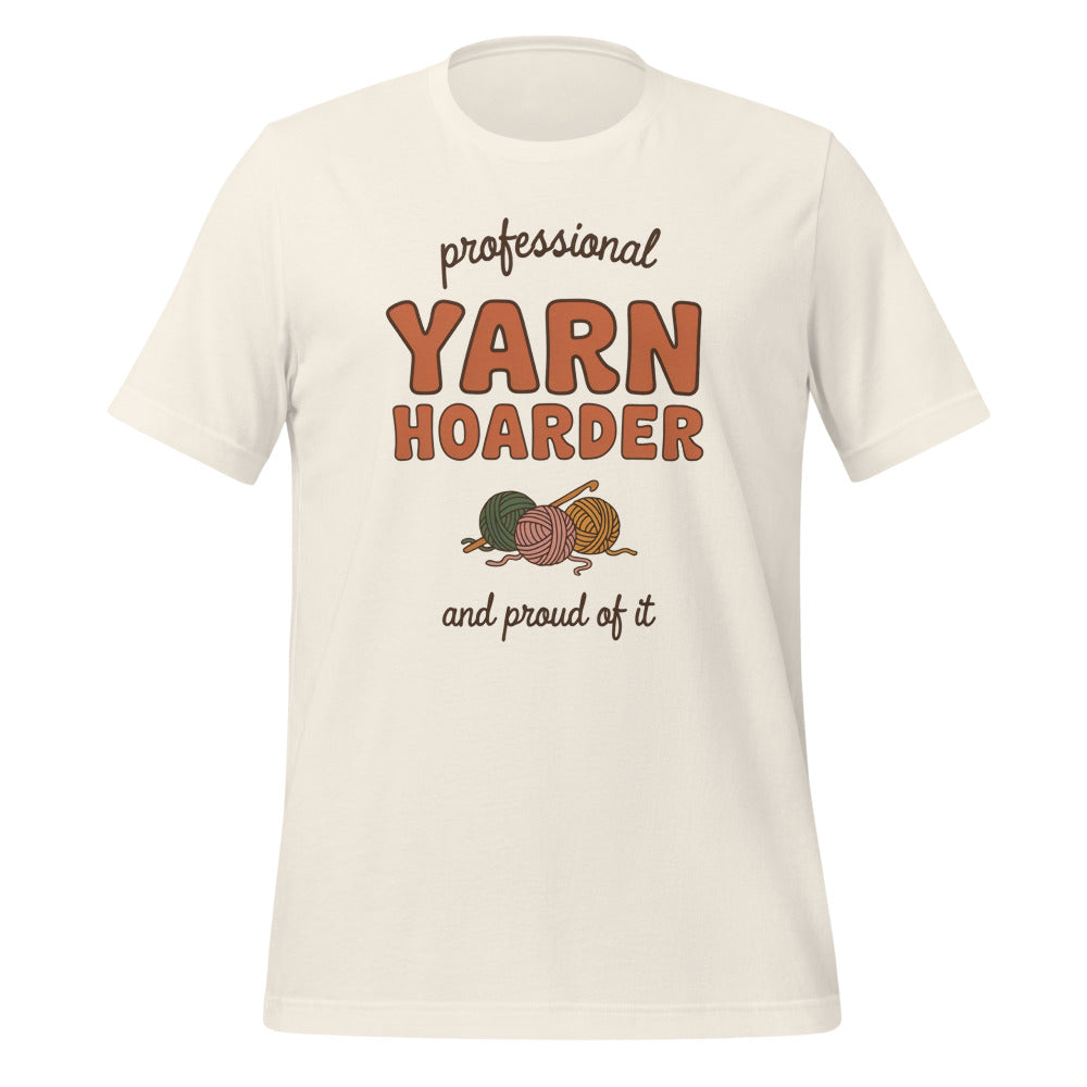 Professional Yarn Hoarder crochet cottagecore tee — Vintage White, front