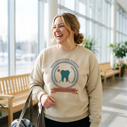 Licensed to Scale registered dental hygienist crewneck sweatshirt — lifestyle