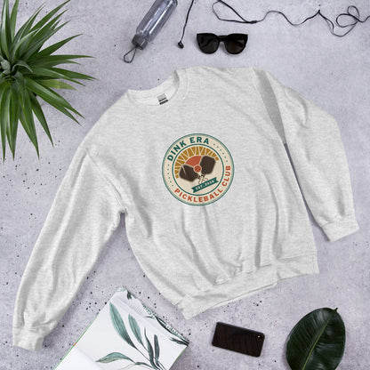 Dink Era Pickleball Club retro crewneck sweatshirt — Ash, front-right
