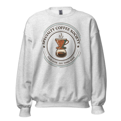 Specialty Coffee Society specialty coffee crewneck sweatshirt — Ash, front