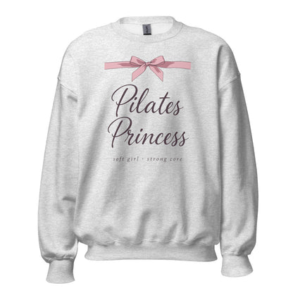 Pilates Princess coquette bow crewneck sweatshirt — Ash, front