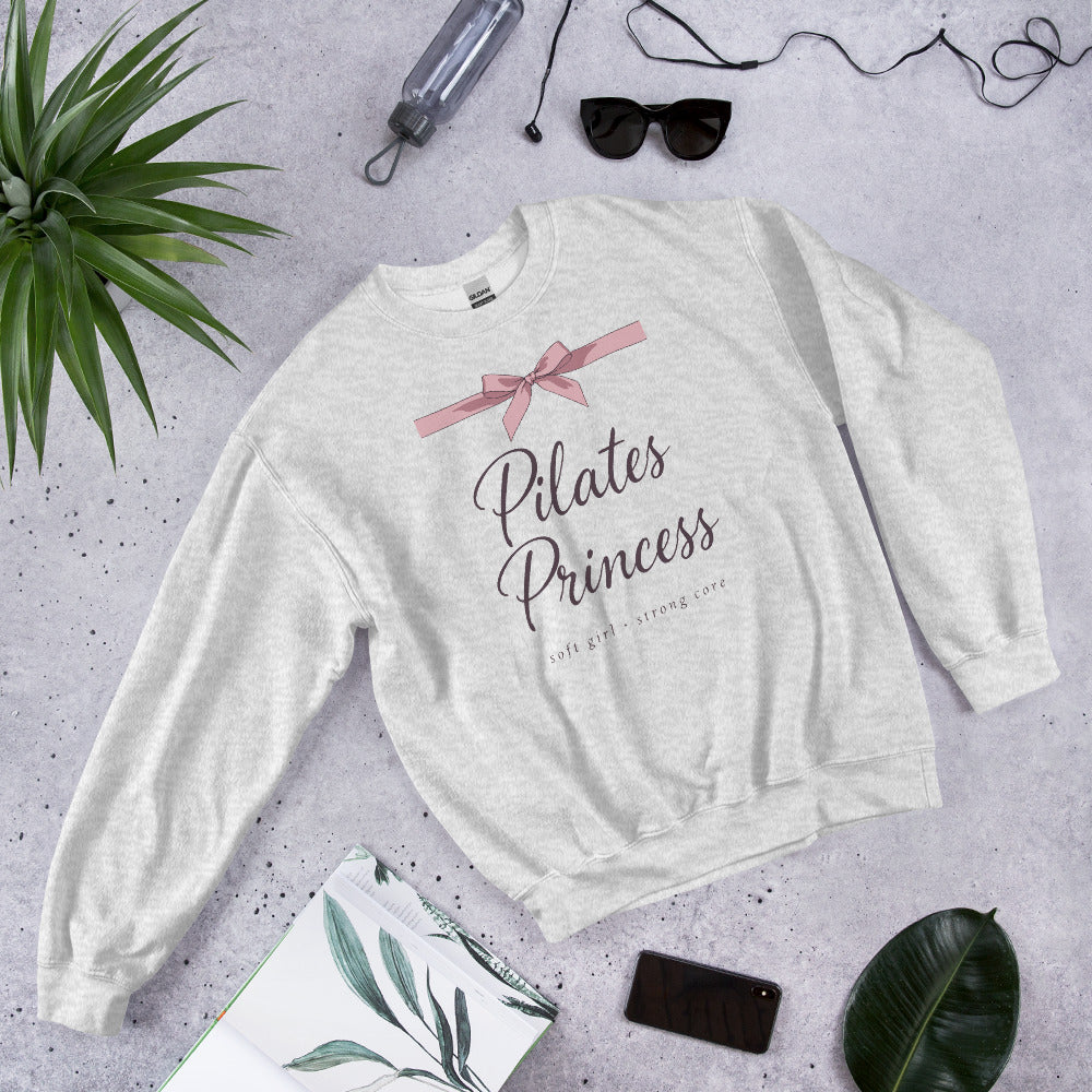 Pilates Princess coquette bow crewneck sweatshirt — Ash, front-right