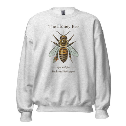 The Honey Bee Apis mellifera anatomical crewneck sweatshirt — Ash, front