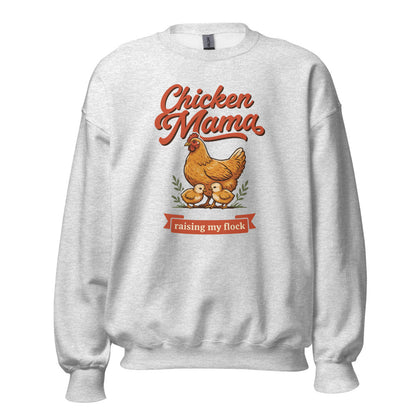 Chicken Mama raising my flock chicken keeper crewneck sweatshirt — Ash, front