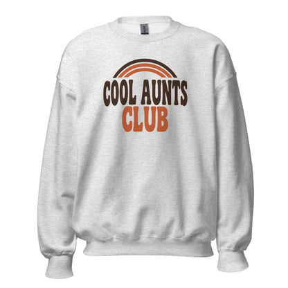 Cool Aunts Club retro groovy aunt crewneck sweatshirt — Ash, front