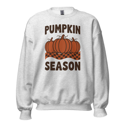 Pumpkin Season retro 70s fall crewneck sweatshirt — Ash, front