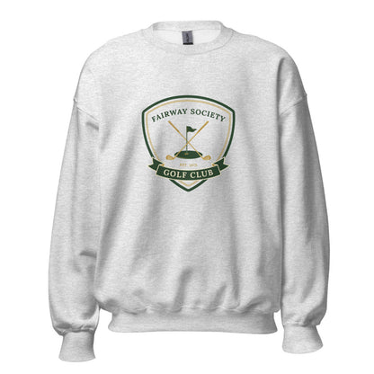 Fairway Society vintage golf club crest crewneck sweatshirt — Ash, front