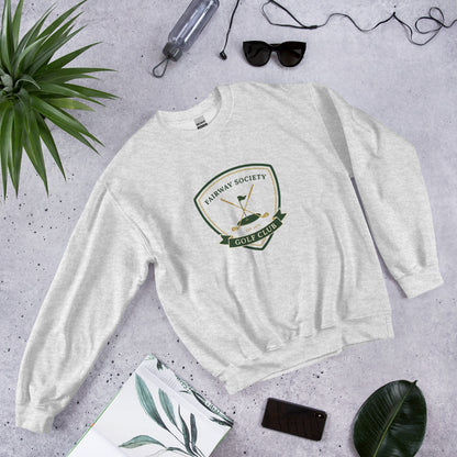 Fairway Society vintage golf club crest crewneck sweatshirt — Ash, front-right