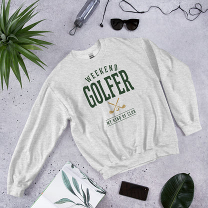 Weekend Golfer vintage golf wordmark crewneck sweatshirt — Ash, front-right