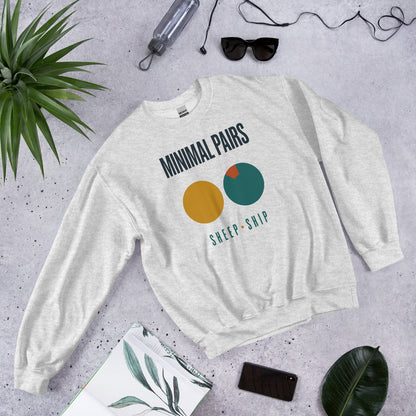 Minimal Pairs speech therapy crewneck sweatshirt — Ash, front-right