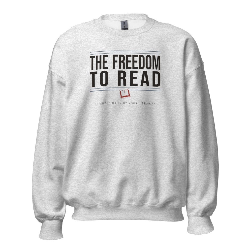 The Freedom to Read school librarian crewneck sweatshirt — Ash, front