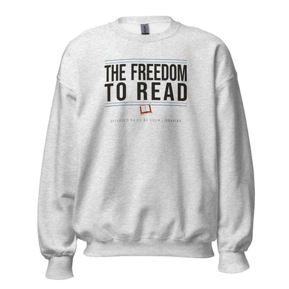 The Freedom to Read school librarian crewneck sweatshirt — Ash, front