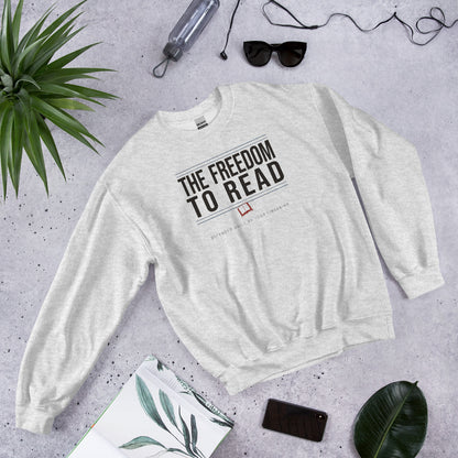 The Freedom to Read school librarian crewneck sweatshirt — Ash, front-right