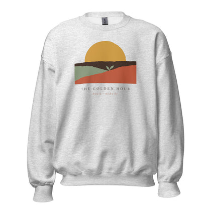 The Golden Hour birth worker crewneck sweatshirt — Ash, front