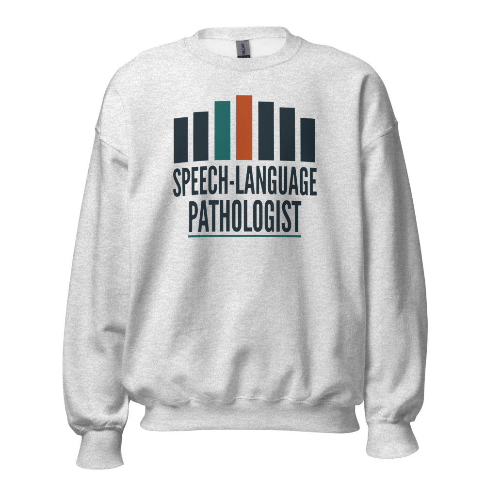 Mid-Century Clinic speech therapy crewneck sweatshirt — Ash, front