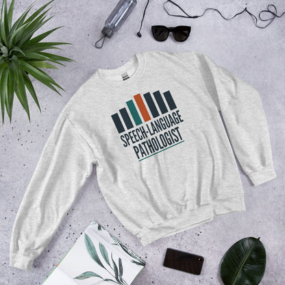 Mid-Century Clinic speech therapy crewneck sweatshirt — Ash, flat lay