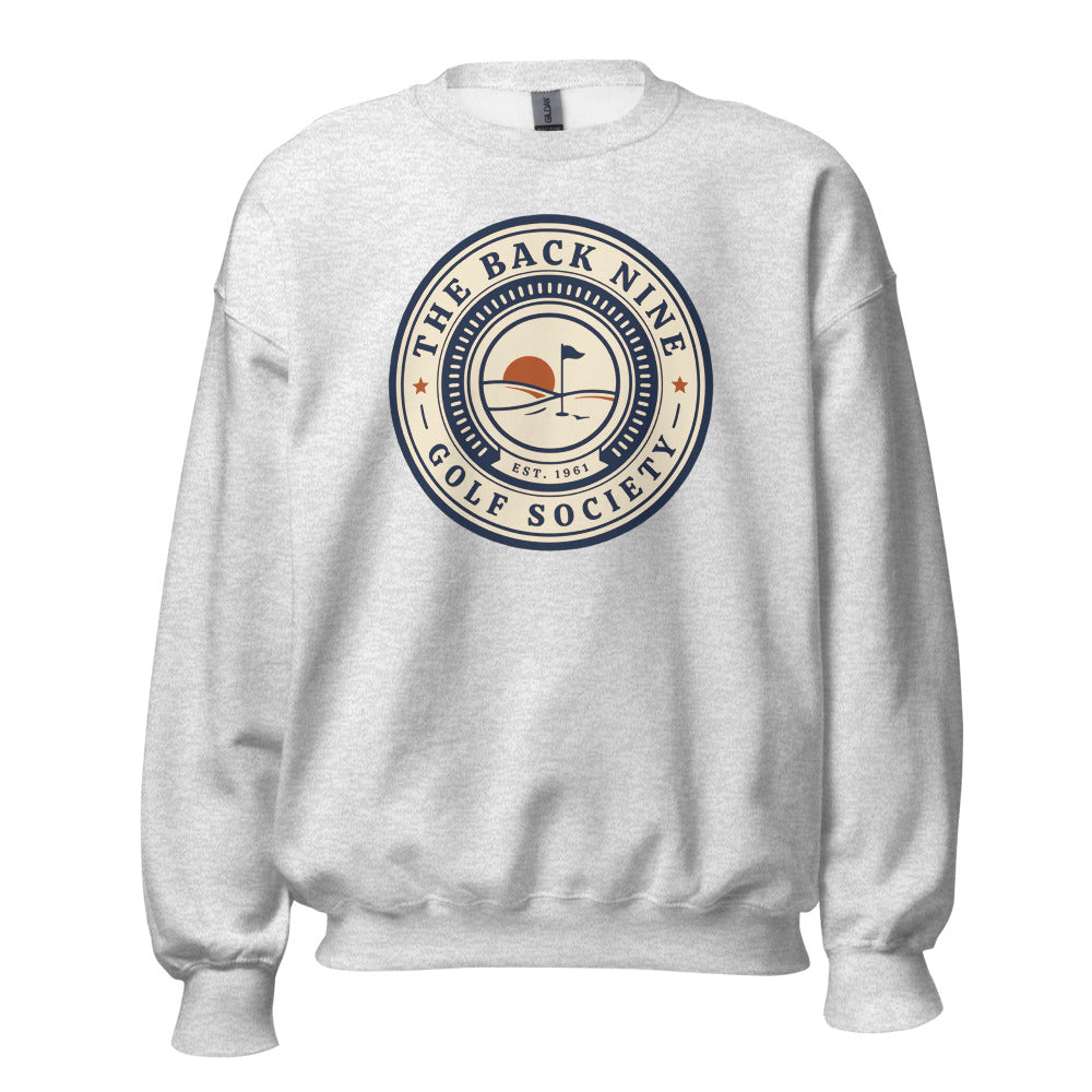 The Back Nine vintage golf roundel crewneck sweatshirt — Ash, front