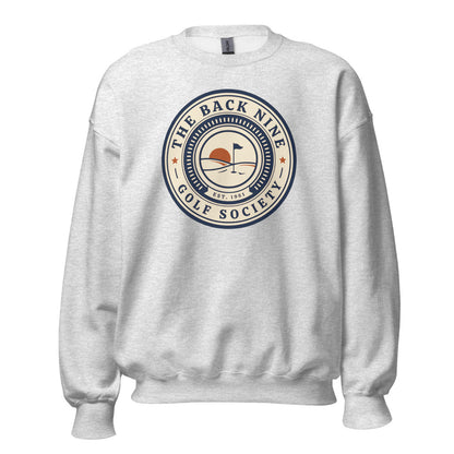 The Back Nine vintage golf roundel crewneck sweatshirt — Ash, front