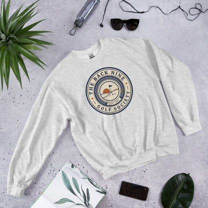 The Back Nine vintage golf roundel crewneck sweatshirt — Ash, flat lay
