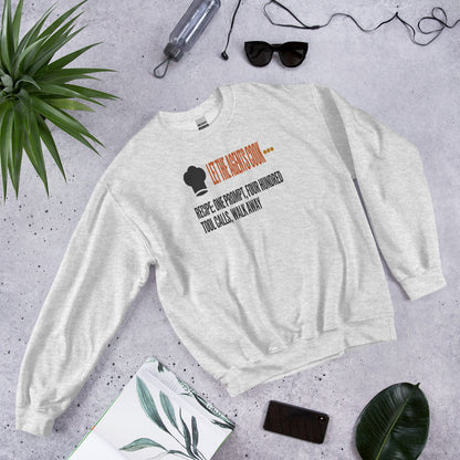 Let The Agents Cook crewneck sweatshirt — Ash, flat lay
