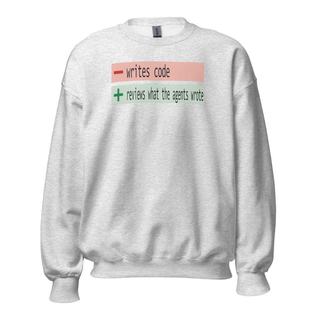 The Diff agentic AI engineer crewneck sweatshirt — Ash, front