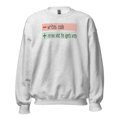 The Diff agentic AI engineer crewneck sweatshirt — Ash, front