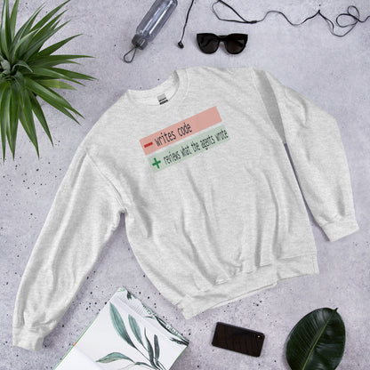 The Diff agentic AI engineer crewneck sweatshirt — Ash, flat lay