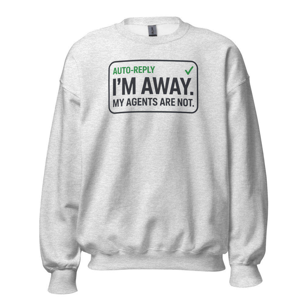 Auto-Reply agentic AI engineer crewneck sweatshirt — Ash, front