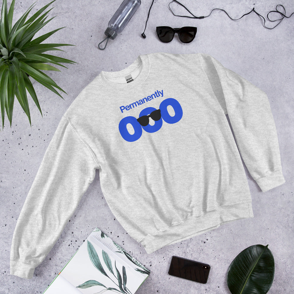 Permanently OOO out of office crewneck sweatshirt — Ash, flat lay