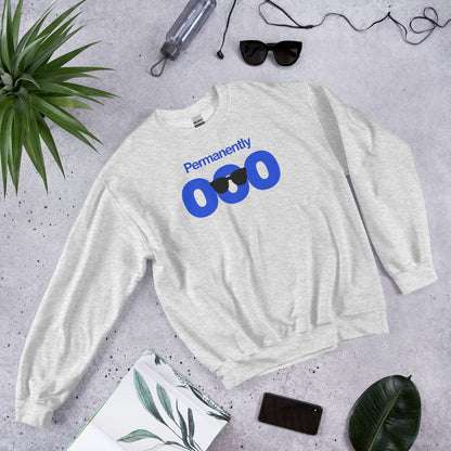 Permanently OOO out of office crewneck sweatshirt — Ash, flat lay