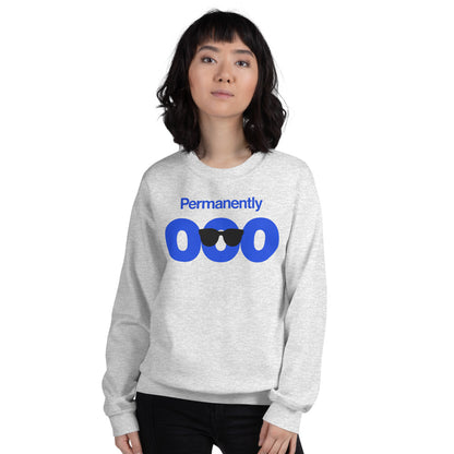 Permanently OOO out of office crewneck sweatshirt — Ash, on model