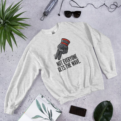 Not Everyone Gets The Wave biker wave motorcycle crewneck sweatshirt — Ash, flat lay
