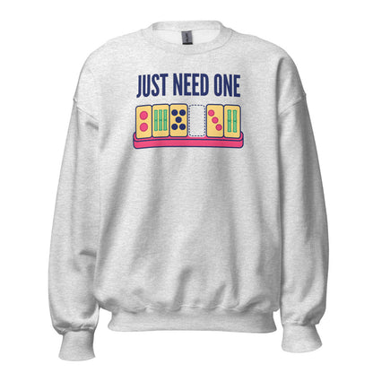 Just Need One funny mahjong crewneck sweatshirt — Ash, front