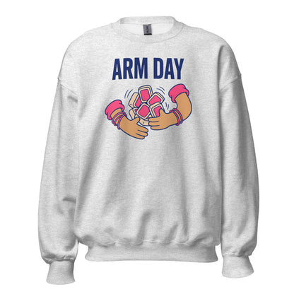Arm Day funny mahjong crewneck sweatshirt — Ash, front