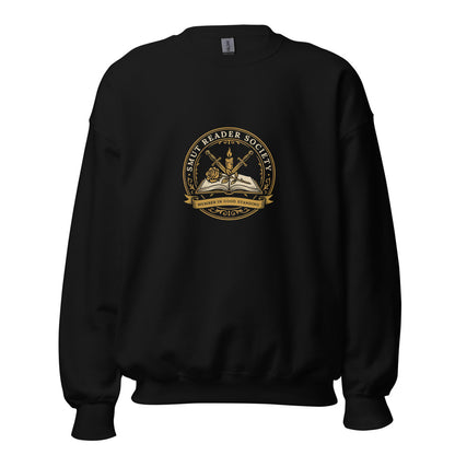 Smut Reader Society book lover dark academia crewneck sweatshirt — Black, front