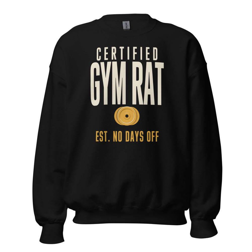 Certified Gym Rat vintage athletic crewneck sweatshirt — Black, front