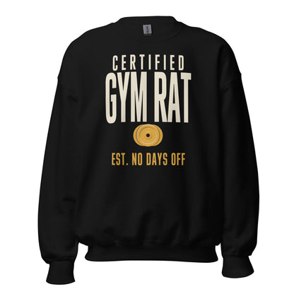 Certified Gym Rat vintage athletic crewneck sweatshirt — Black, front