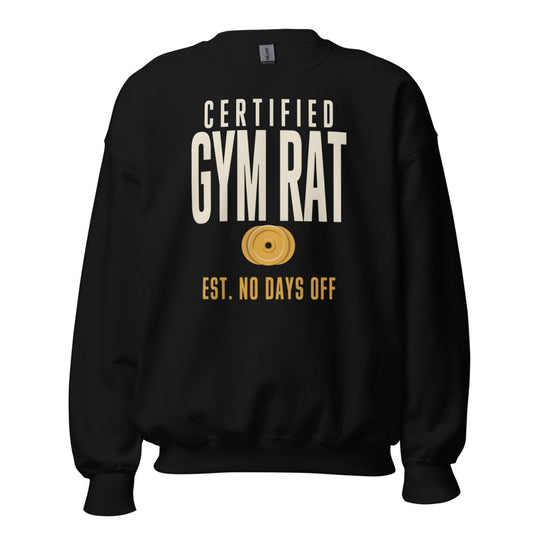 Certified Gym Rat vintage athletic crewneck sweatshirt — Black, front