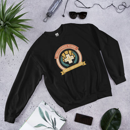 Registered Nurse vintage healthcare emblem badge crewneck sweatshirt — Black, front-right