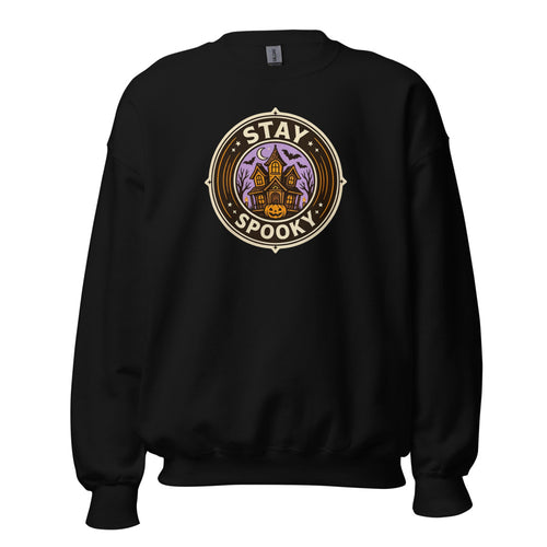 Stay Spooky Sweatshirt, Retro Halloween Crewneck — Vintage Haunted House Fall Pullover