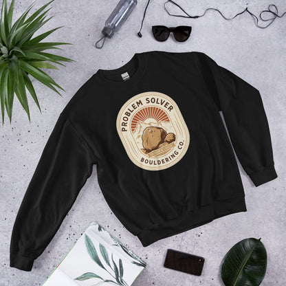 Problem Solver Bouldering Badge crewneck sweatshirt — Black, front-right