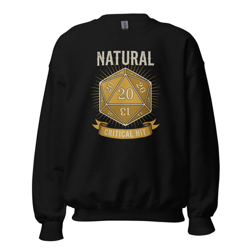Natural 20 Sweatshirt, Critical Hit D20 Crewneck — Tabletop RPG Gift