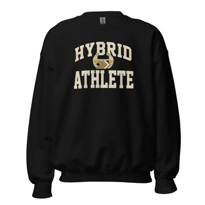 Hybrid Athlete vintage varsity crewneck sweatshirt — Black, front
