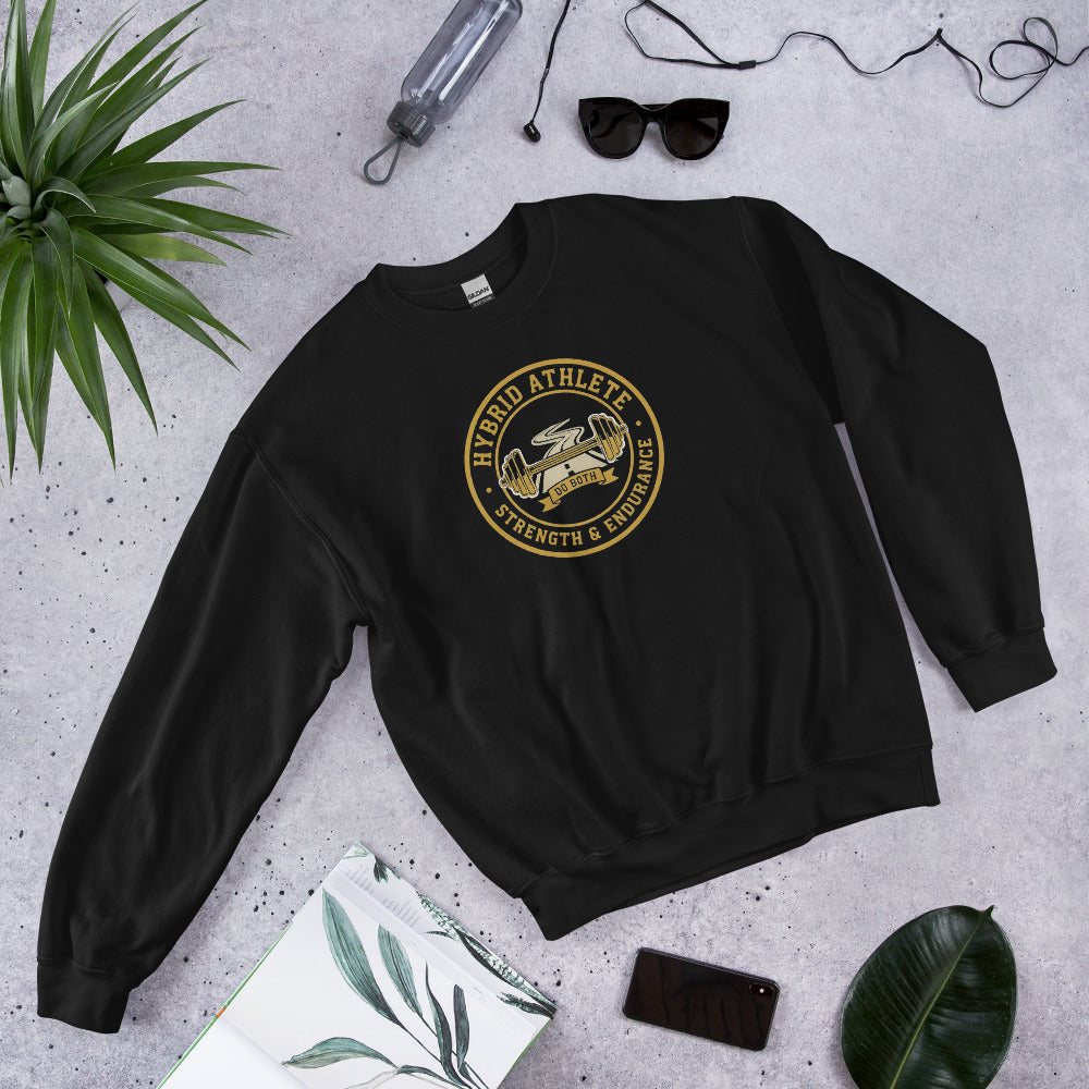Hybrid Athlete vintage athletic-department crest crewneck sweatshirt — Black, front-right